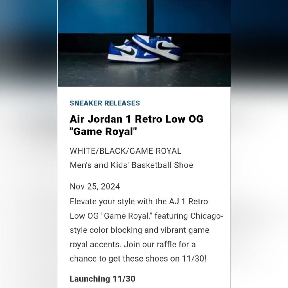 SOLD Air Jordan 1 Retro Low OG "Game Royal" - Picture 12 of 12